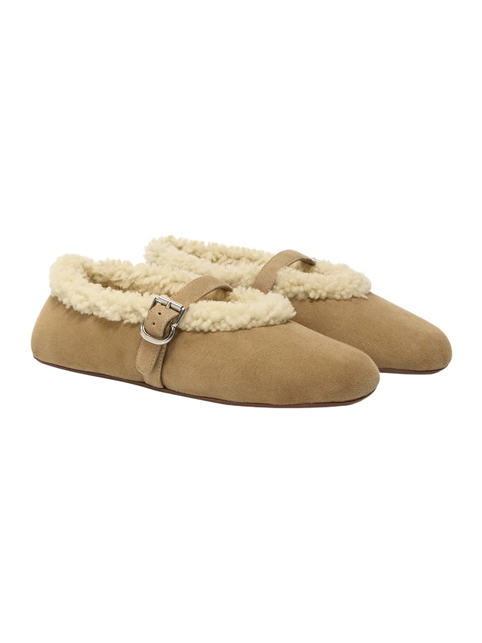 Shearling Leather Mary Jane Flats