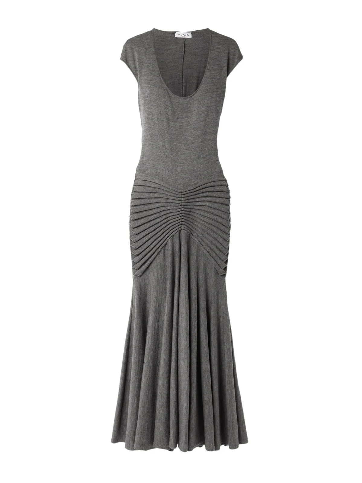 Pleated Wool Maxi Dress