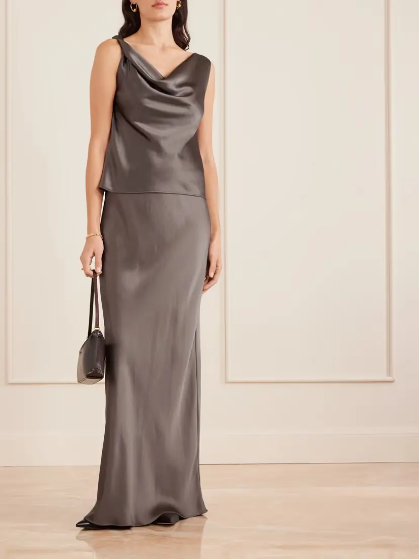 LESET Barb Draped Satin Blouse | Thumbnail 2 LESET Barb Draped Satin Blouse | Thumbnail 2
