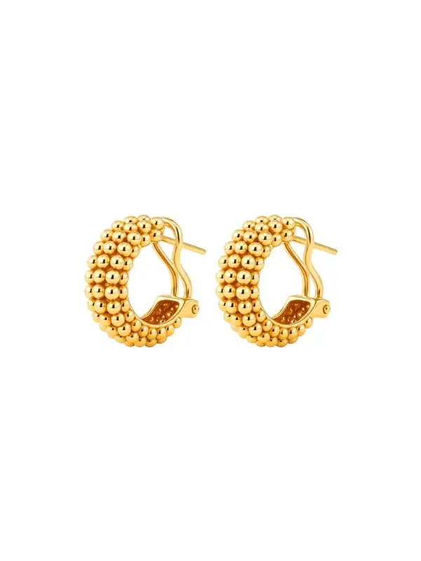 18K Gold Beaded Hoop Earrings 18K Gold Beaded Hoop Earrings