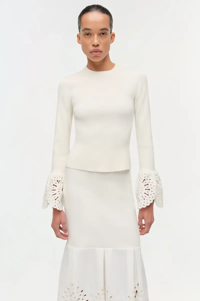 Simkhai Eveletta Embroidered Knit Midi Skirt | Thumbnail 3