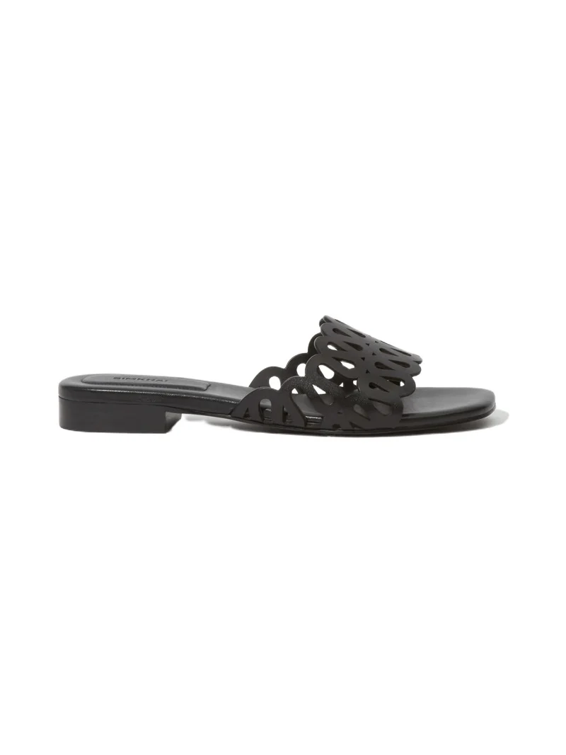 Simkhai Mccall Laser Cut Leather Flat Slide