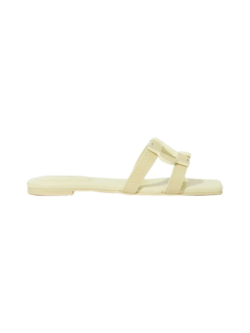 Simkhai Simkhai Monogram Snake Leather Flat Slide