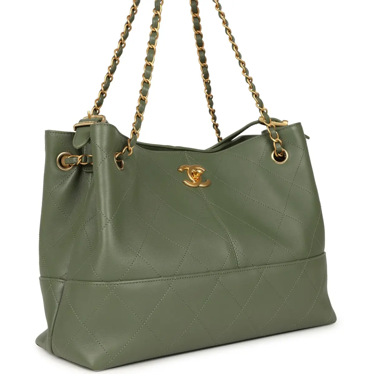 Chanel Chanel Small Coco Hobo Bag Khaki Calfskin Antique Gold Hardware | Thumbnail 2