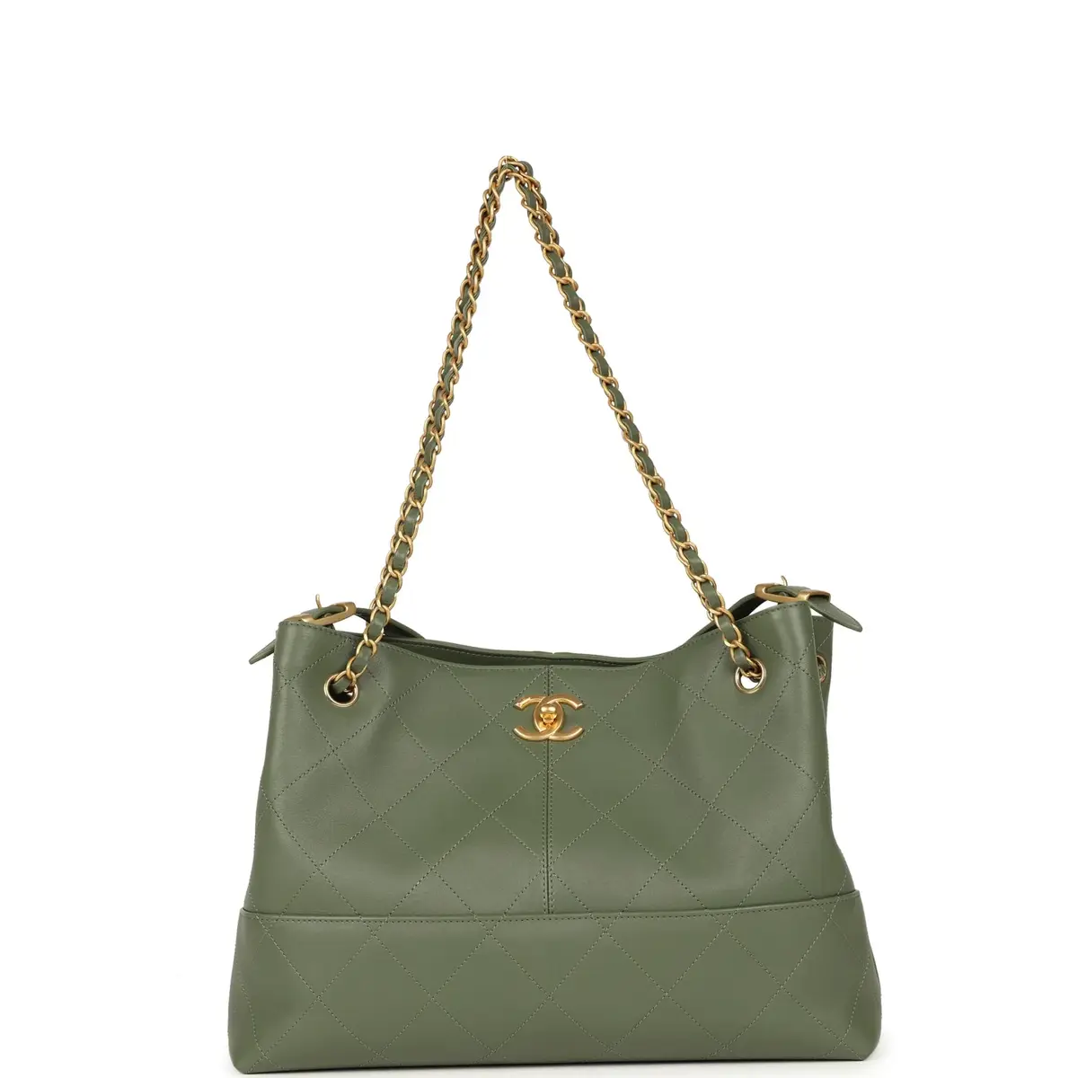 Chanel Chanel Small Coco Hobo Bag Khaki Calfskin Antique Gold Hardware | Thumbnail 7