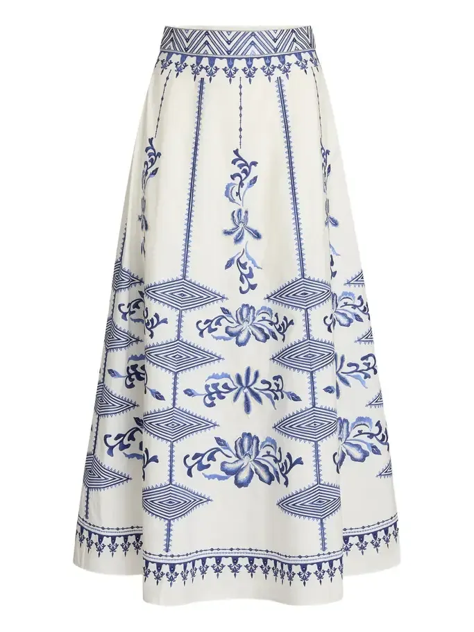 New Camille Skirt with Iris Embroidery