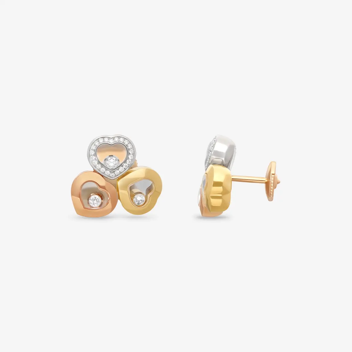 Chopard Chopard Happy Curves 18K Yellow, Rose & White Gold Diamond Earrings by The Solist | Thumbnail 3