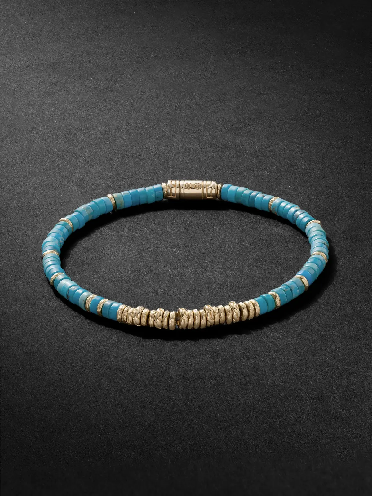 Gold Turquoise Heishi Beaded Bracelet - Men