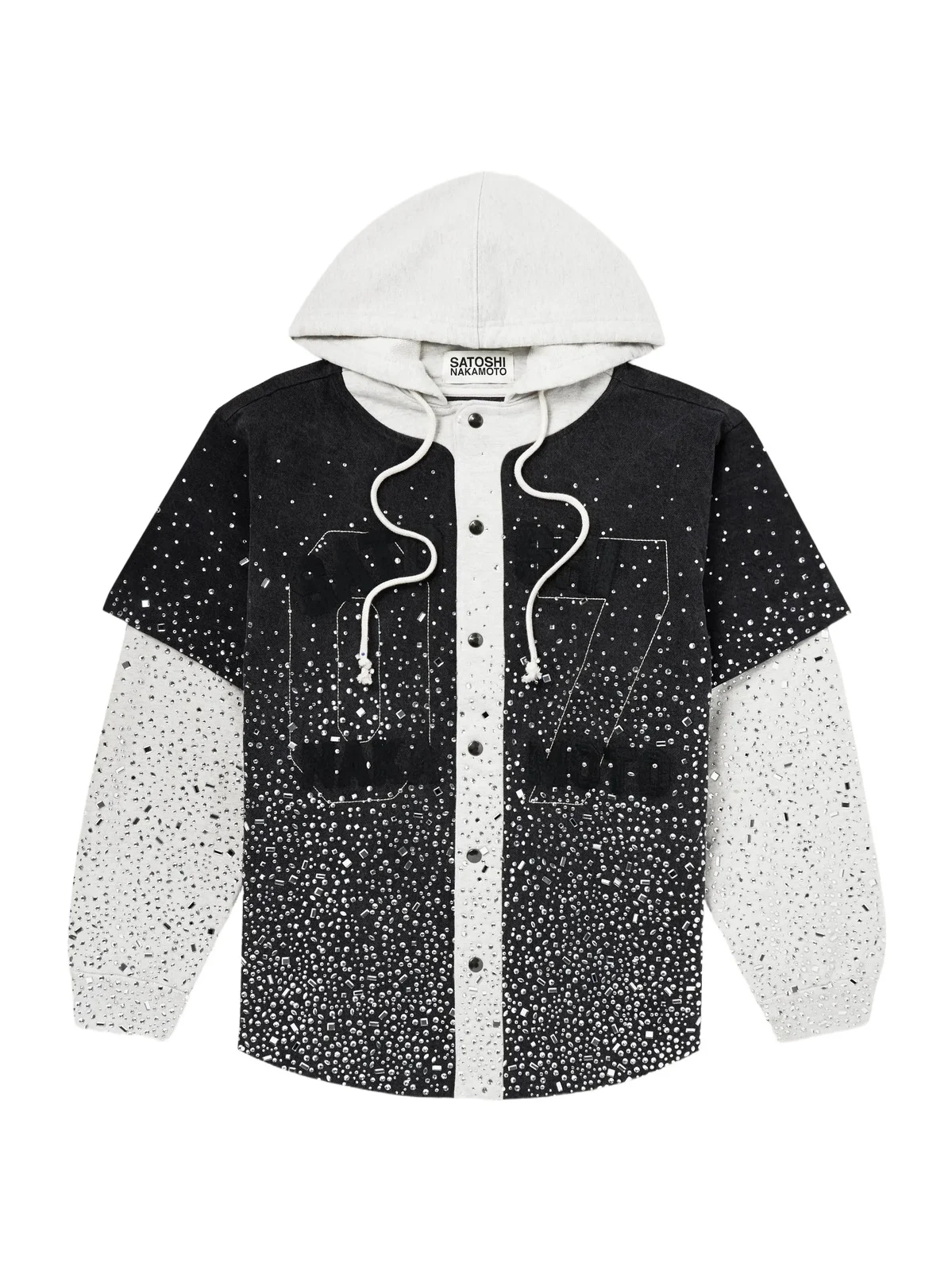 Satoshi Nakamoto Embellished Layered Cotton Hoodie - Men