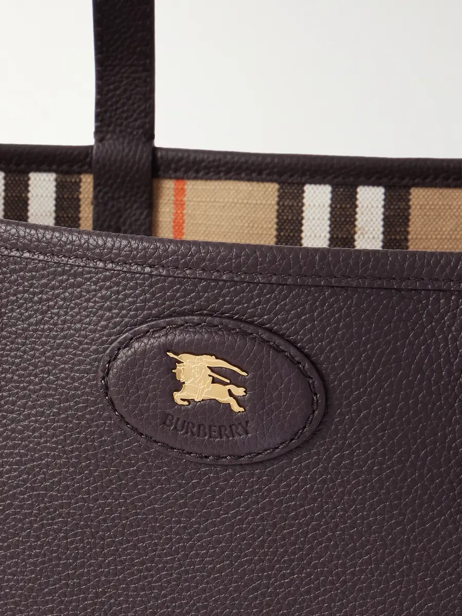 Burberry Reversible Full-Grain Leather and Checked Canvas Tote Bag - Men | Thumbnail 5 Burberry Reversible Full-Grain Leather and Checked Canvas Tote Bag - Men | Thumbnail 5