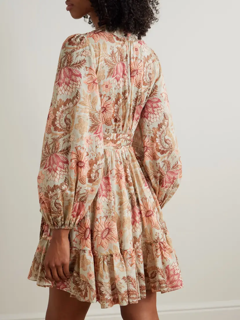 Zimmermann Daylight Ruffled Printed Cotton Mini Wrap Dress | Thumbnail 3