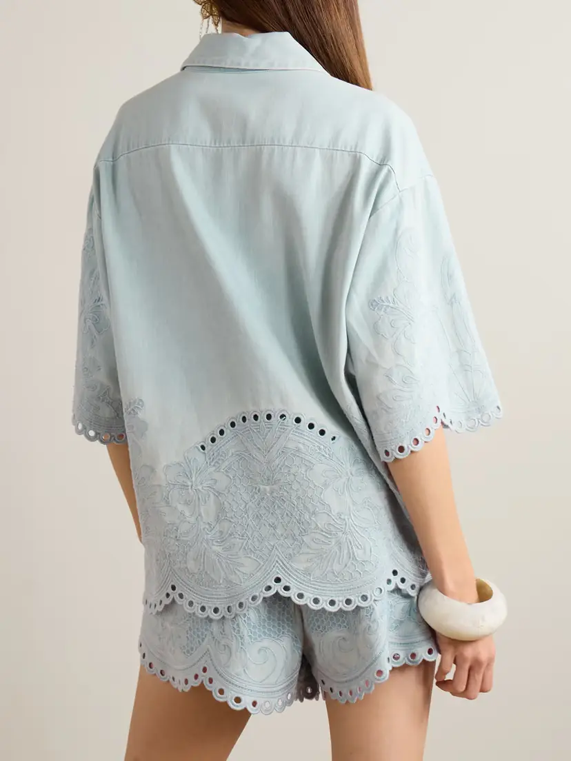 Zimmermann Daylight Broderie Anglaise Denim Shirt | Thumbnail 4