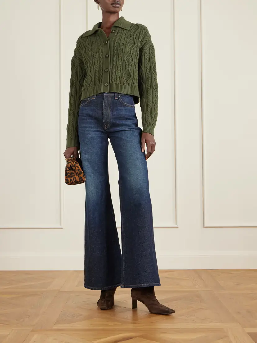 Simkhai Virginia Cropped Fringed Cable-knit Cotton And Wool-blend Cardigan | Thumbnail 2 Simkhai Virginia Cropped Fringed Cable-knit Cotton And Wool-blend Cardigan | Thumbnail 2