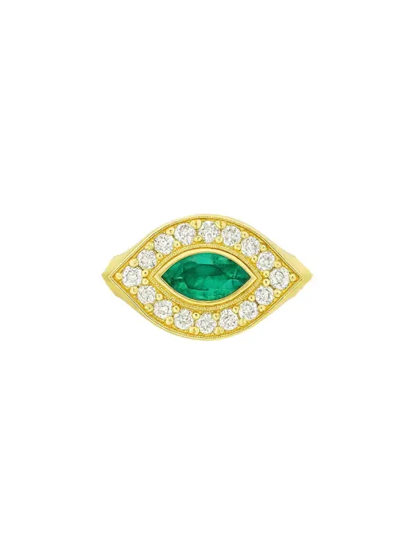 0.46ct Diamond Emerald 14K Gold Signet Ring 0.46ct Diamond Emerald 14K Gold Signet Ring