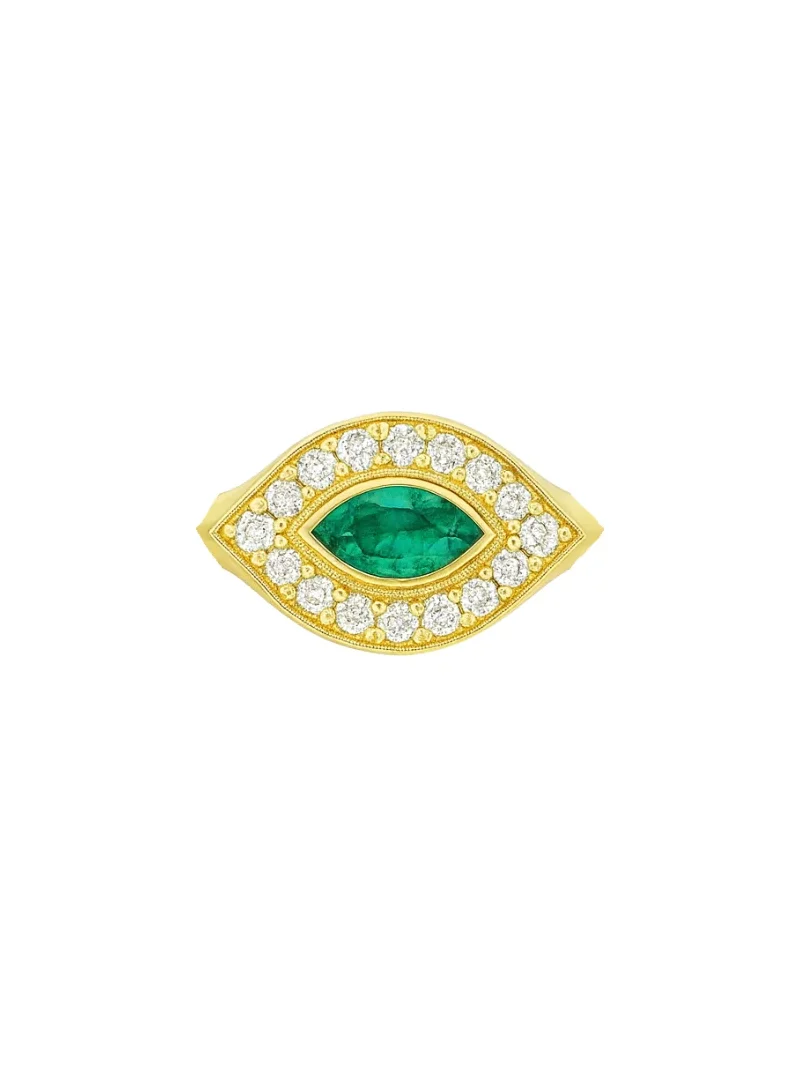 0.46ct Diamond Emerald 14K Gold Signet Ring 0.46ct Diamond Emerald 14K Gold Signet Ring