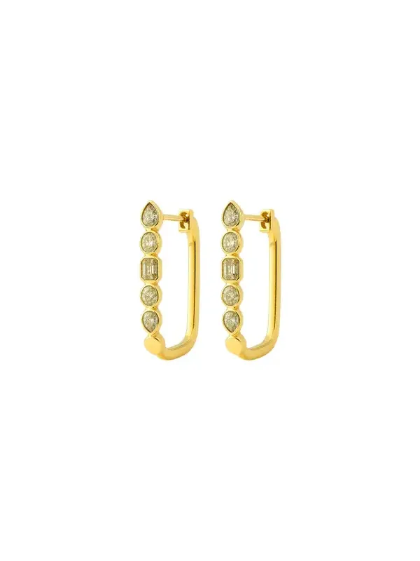 0.61ct Diamond 14K Gold Multi Shape Hoop Earrings