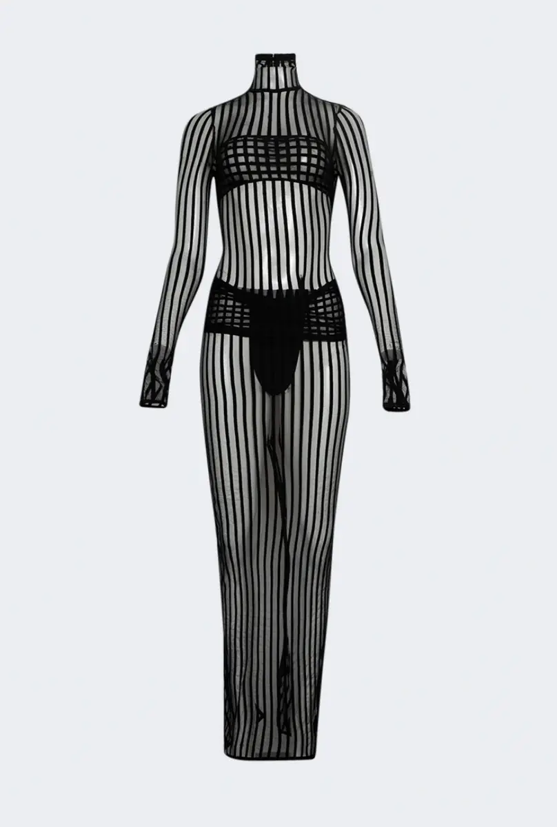 LaQuan Smith Open Back Maxi Dress with Cross Grain Detail | Thumbnail 2