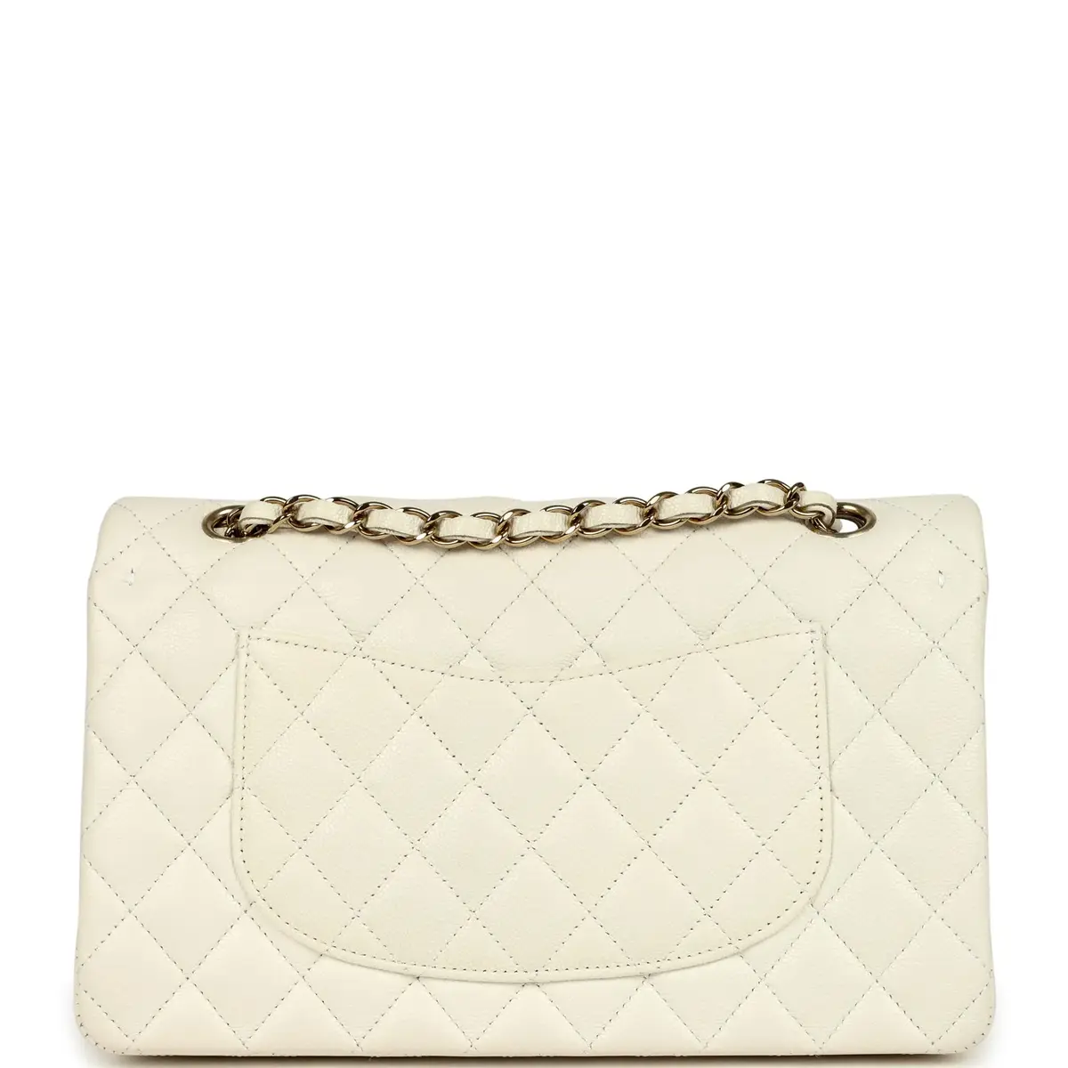 Chanel Chanel Medium Classic Double Flap White Caviar Light Gold Hardware | Thumbnail 4