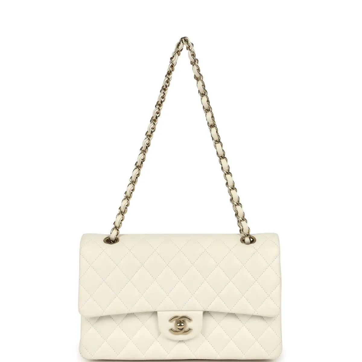Chanel Chanel Medium Classic Double Flap White Caviar Light Gold Hardware | Thumbnail 7