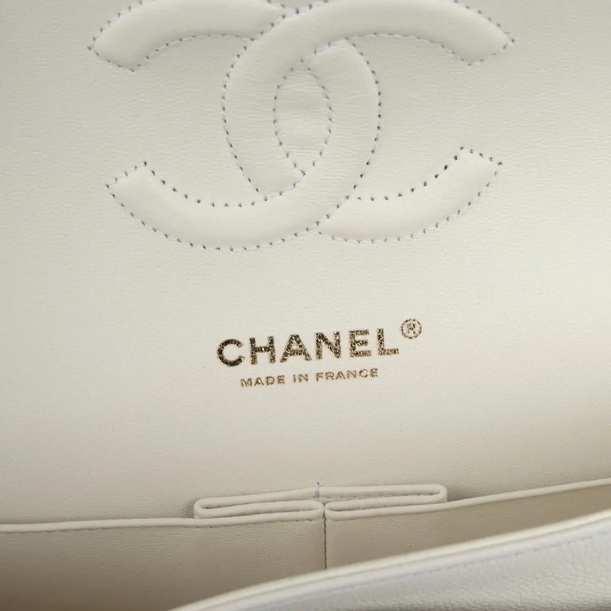 Chanel Chanel Medium Classic Double Flap White Caviar Light Gold Hardware | Thumbnail 8