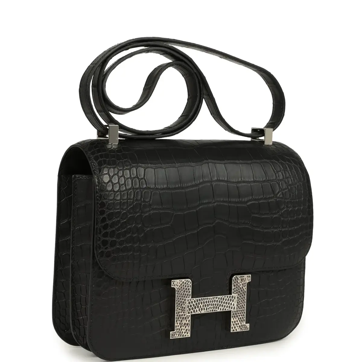HERMÈS Hermes Constance 24 Black Matte Alligator and Ombre Lizard Marquette Palladium Hardware | Thumbnail 2 HERMÈS Hermes Constance 24 Black Matte Alligator and Ombre Lizard Marquette Palladium Hardware | Thumbnail 2