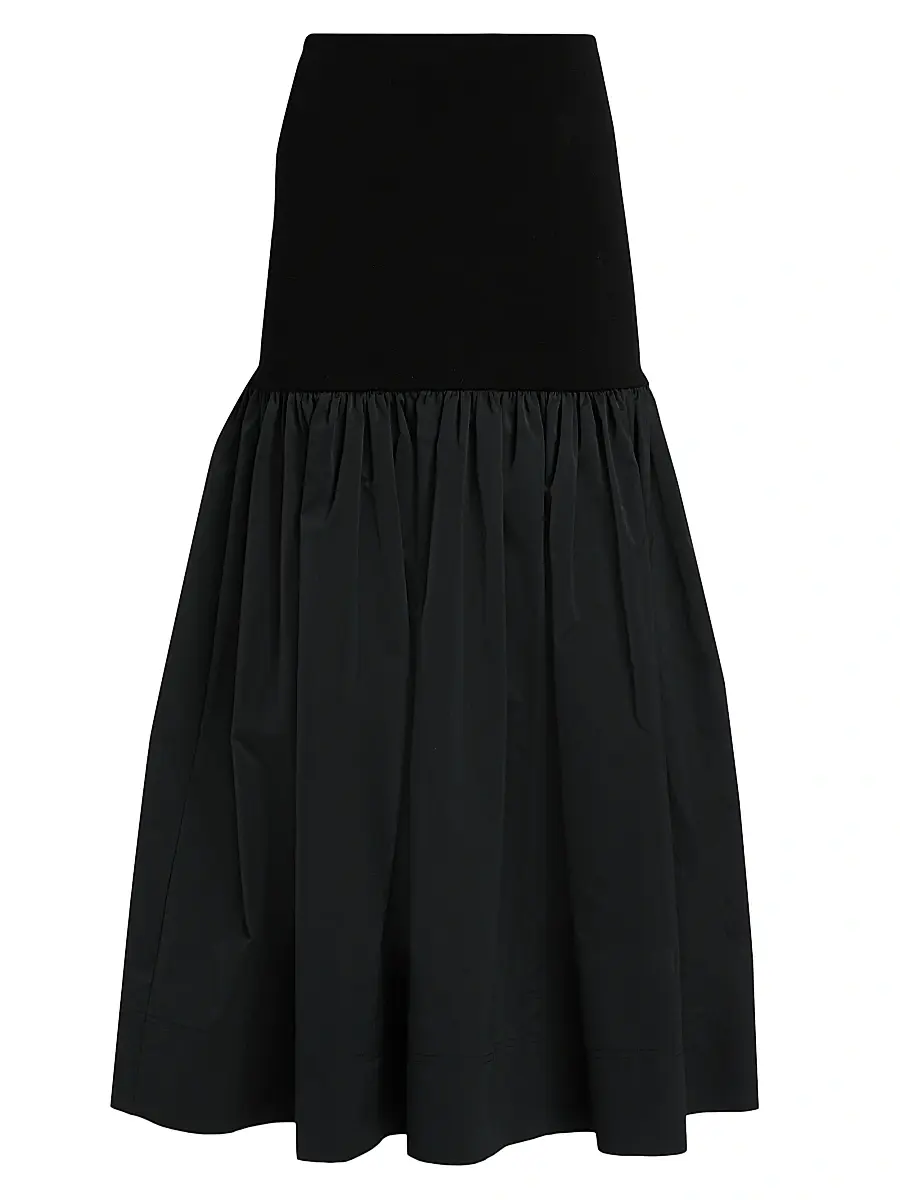A.L.C. Women's Cami Wool-Blend Fit & Flare Midi-Skirt - Black Navy - Size Medium | Image 1 A.L.C. Women's Cami Wool-Blend Fit & Flare Midi-Skirt - Black Navy - Size Medium | Image 1