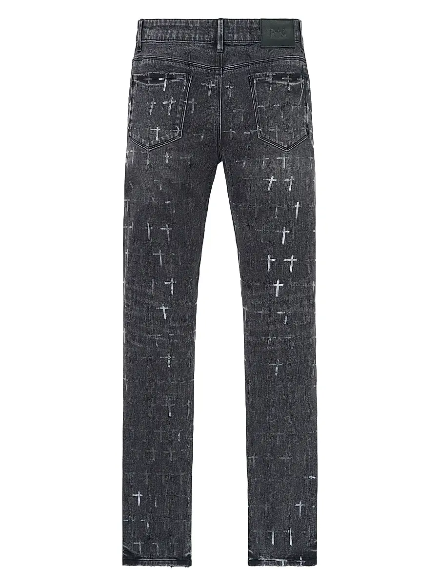 RTA Men's Bryant Logo-Printed Skinny Jeans - Noir Coated Grey | Thumbnail 2 RTA Men's Bryant Logo-Printed Skinny Jeans - Noir Coated Grey | Thumbnail 2