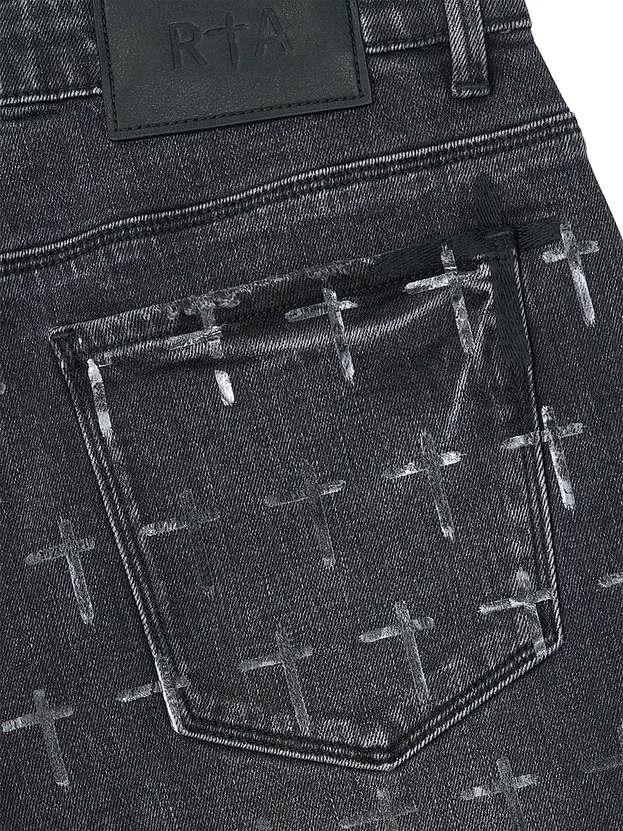 RTA Men's Bryant Logo-Printed Skinny Jeans - Noir Coated Grey | Thumbnail 4 RTA Men's Bryant Logo-Printed Skinny Jeans - Noir Coated Grey | Thumbnail 4