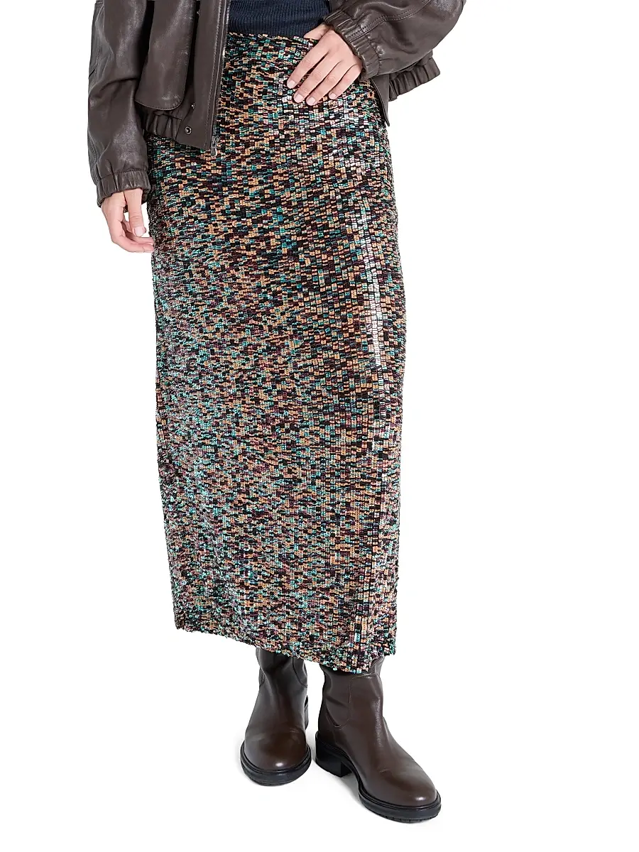 TWP Women's Sylkie Stacked Paillette Maxi Skirt - Dark Chocolate | Thumbnail 2 TWP Women's Sylkie Stacked Paillette Maxi Skirt - Dark Chocolate | Thumbnail 2