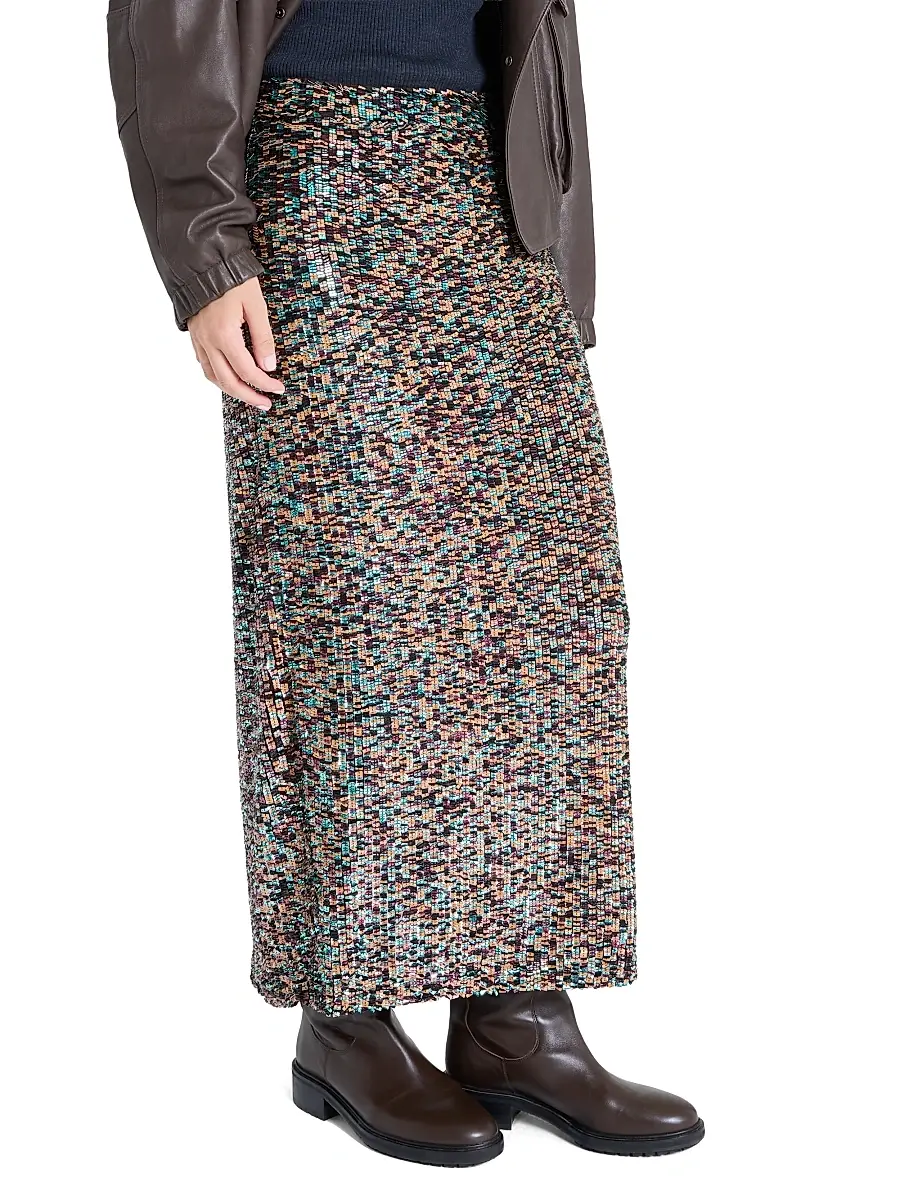 TWP Women's Sylkie Stacked Paillette Maxi Skirt - Dark Chocolate | Thumbnail 3 TWP Women's Sylkie Stacked Paillette Maxi Skirt - Dark Chocolate | Thumbnail 3