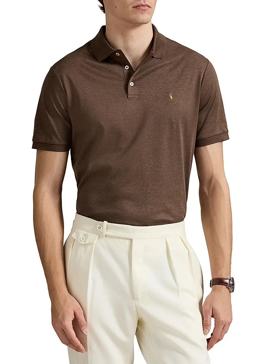 Polo Ralph Lauren Men's Cotton Polo Shirt - Nutmeg Brown Heather | Thumbnail 3