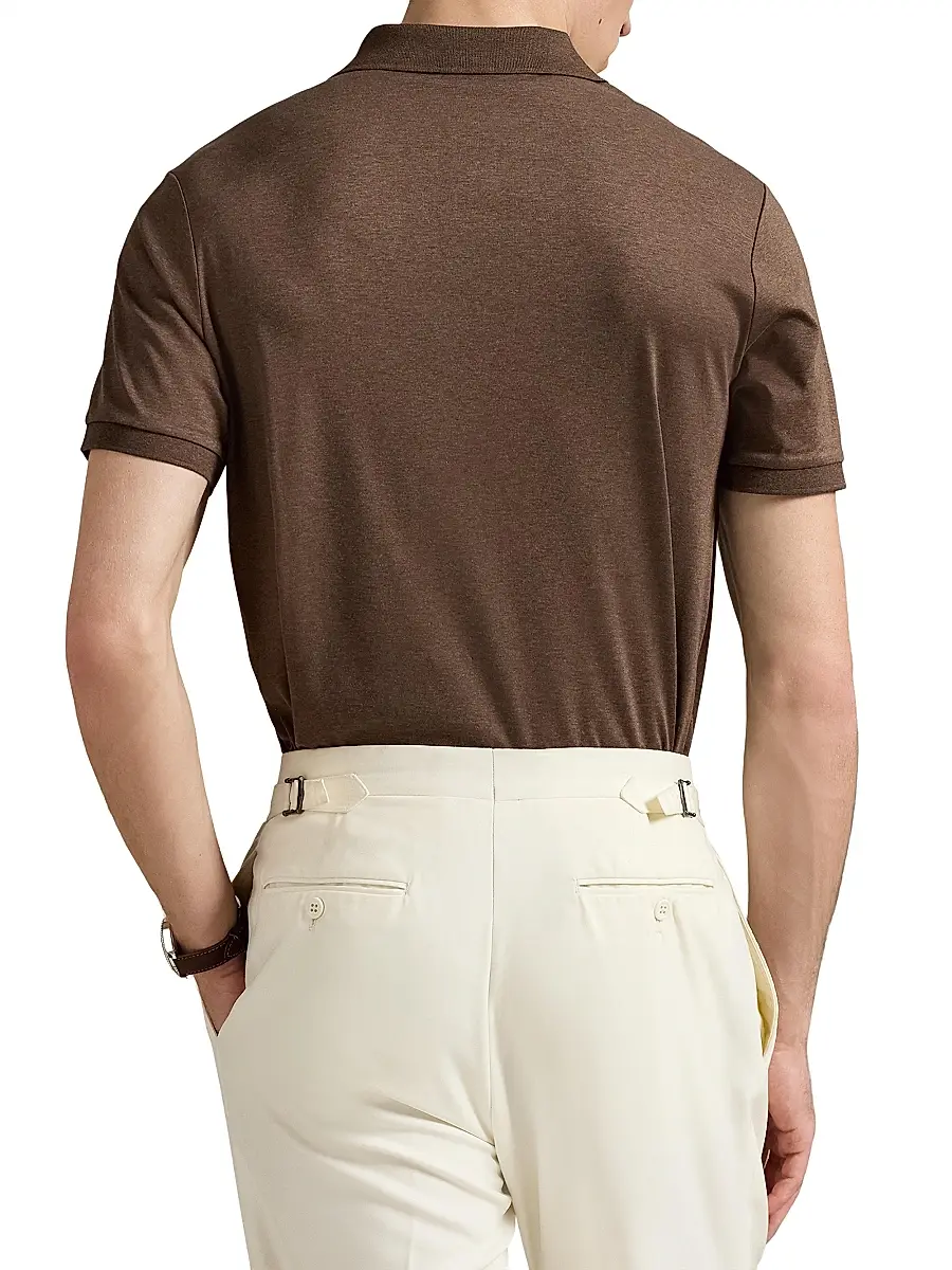 Polo Ralph Lauren Men's Cotton Polo Shirt - Nutmeg Brown Heather | Thumbnail 4