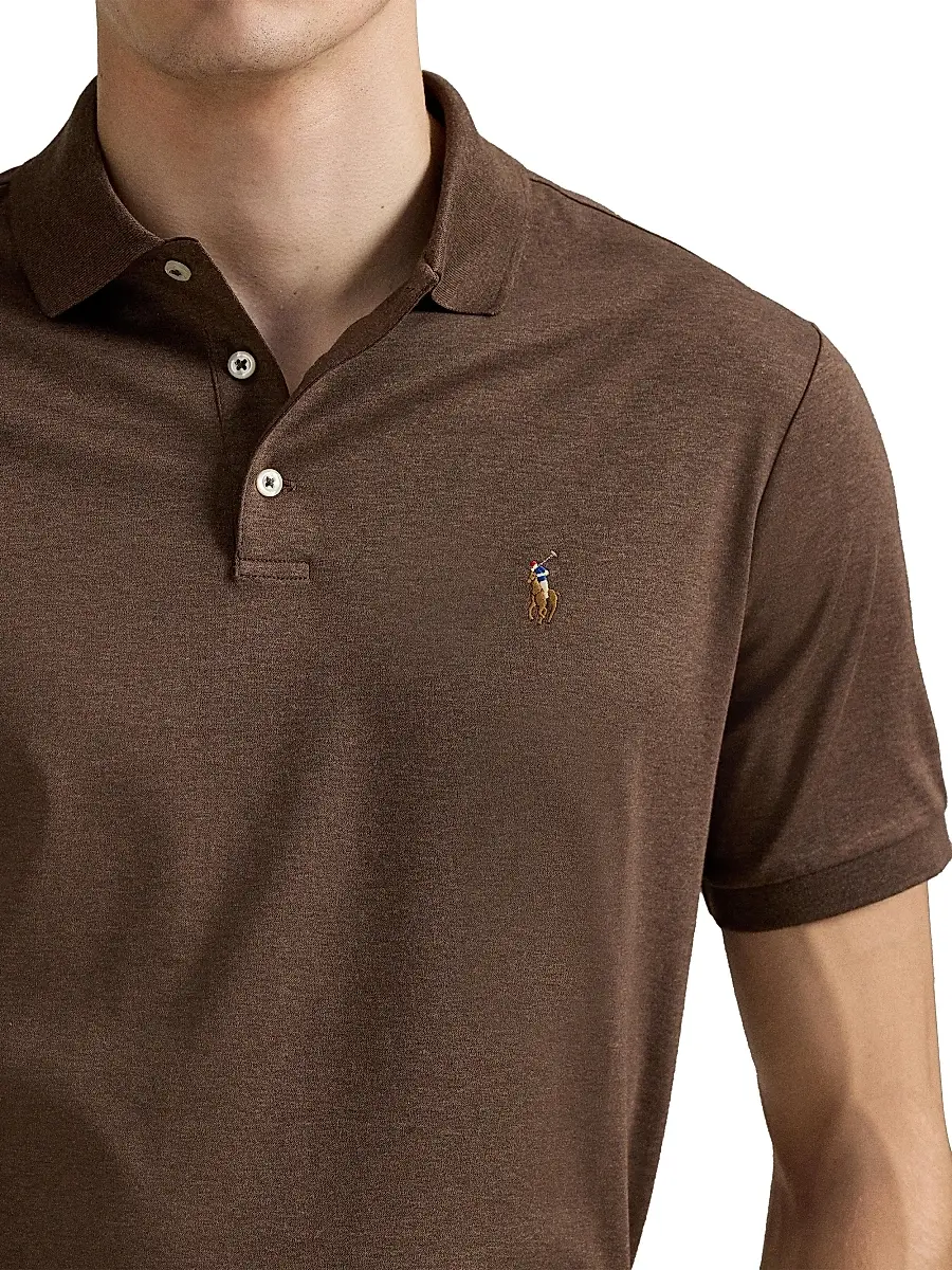 Polo Ralph Lauren Men's Cotton Polo Shirt - Nutmeg Brown Heather | Thumbnail 5
