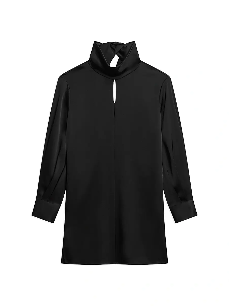 Theory Women's Pleated Satin Tie-Back Minidress