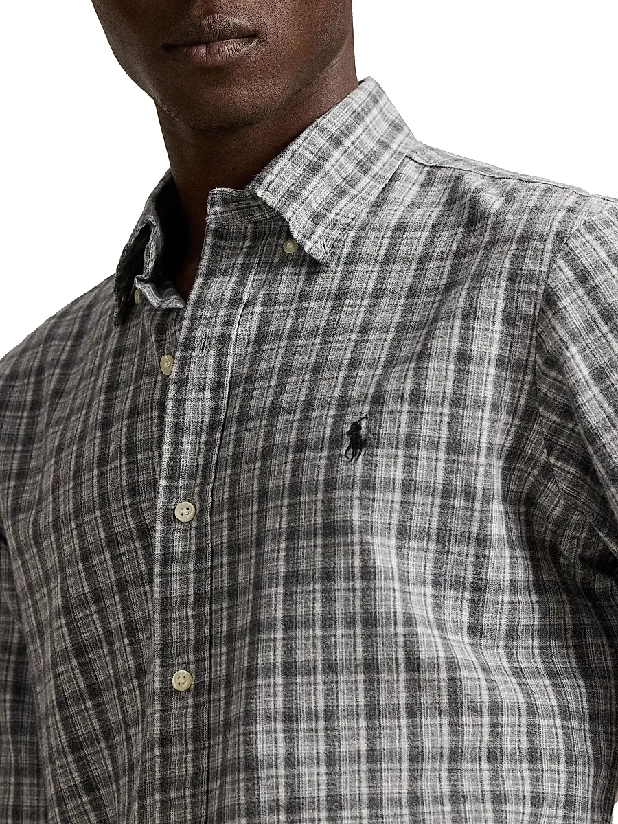 Polo Ralph Lauren Men's Brushed Cotton Oxford Shirt - Grey Heather Multi | Thumbnail 5