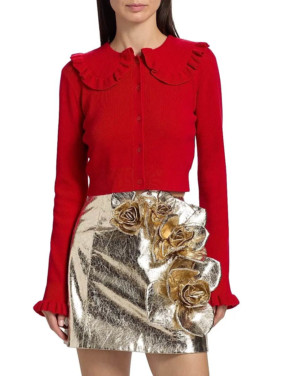 Aknvas Women's Kamomilla Ruffled Wool-Cashmere Cardigan | Thumbnail 3 Aknvas Women's Kamomilla Ruffled Wool-Cashmere Cardigan | Thumbnail 3