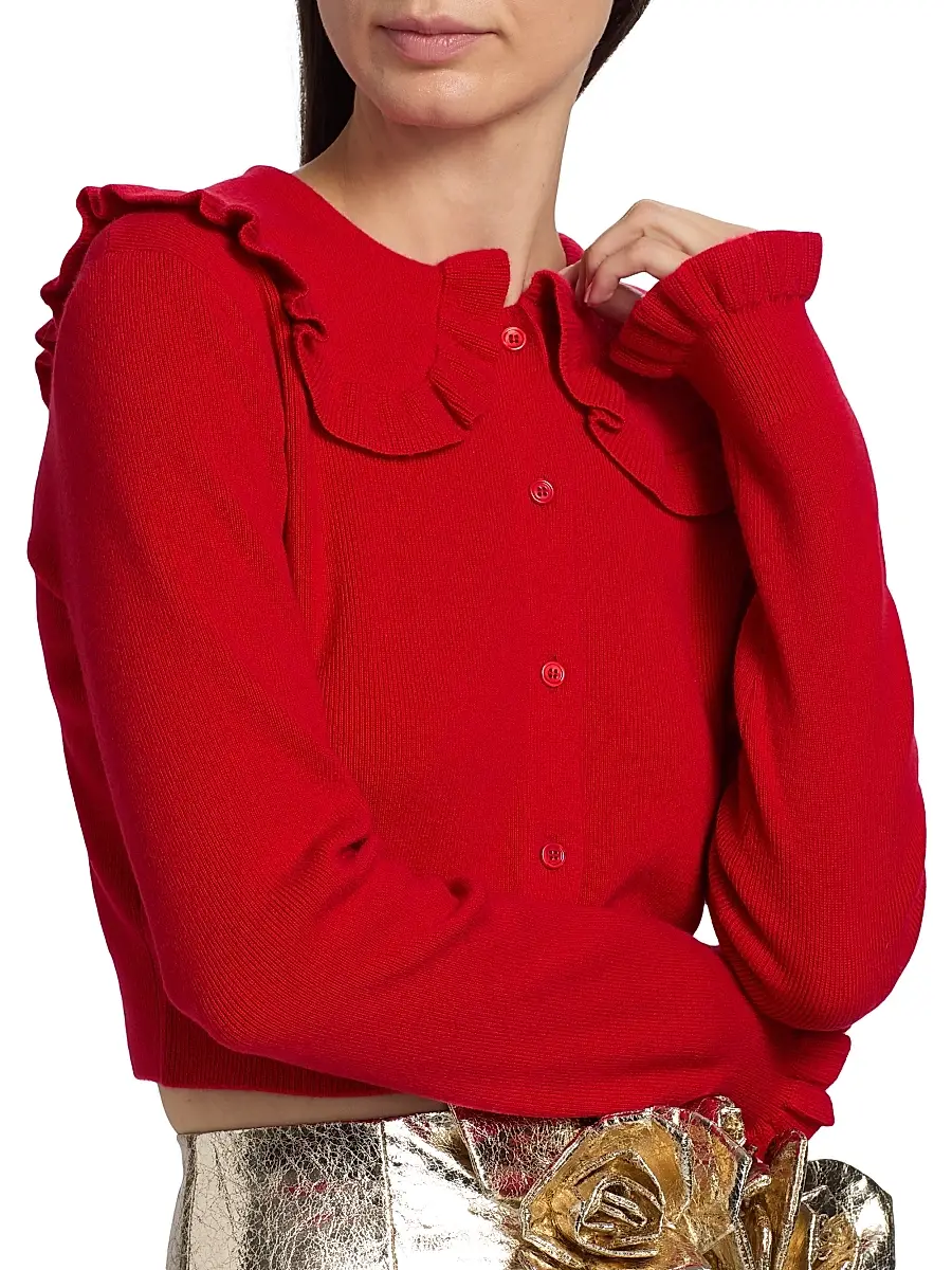Aknvas Women's Kamomilla Ruffled Wool-Cashmere Cardigan | Thumbnail 6 Aknvas Women's Kamomilla Ruffled Wool-Cashmere Cardigan | Thumbnail 6