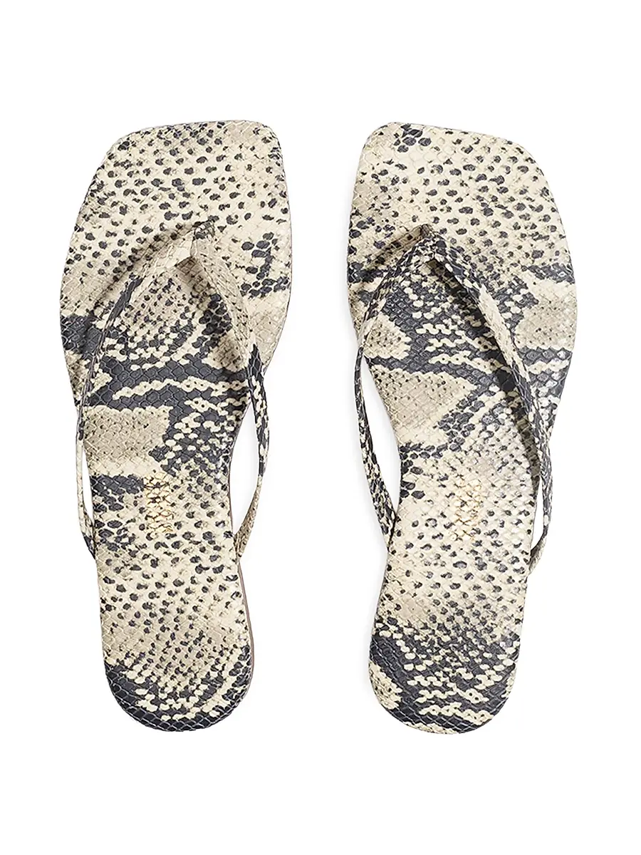 TKEES Women's Snakeskin-Embossed Faux-Leather Flip-Flops | Thumbnail 2