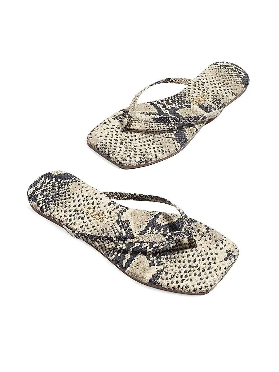 TKEES Women's Snakeskin-Embossed Faux-Leather Flip-Flops | Thumbnail 3