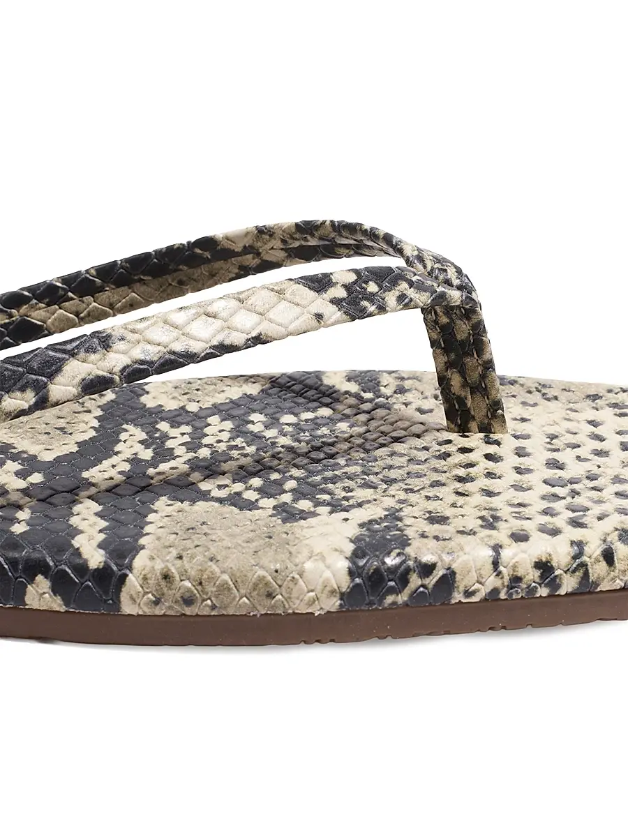 TKEES Women's Snakeskin-Embossed Faux-Leather Flip-Flops | Thumbnail 4