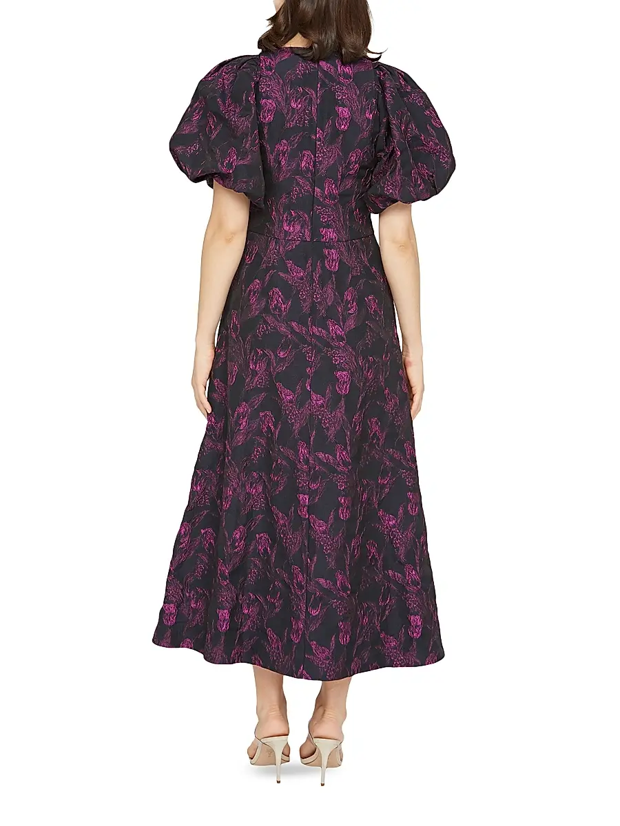 Kay Unger Women's Grace Floral Jacquard Fit & Flare Midi-Dress | Thumbnail 5