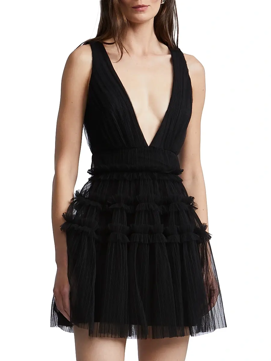 BCBGMAXAZRIA Women's Lumi Tulle Fit & Flare Minidress - Black | Thumbnail 3