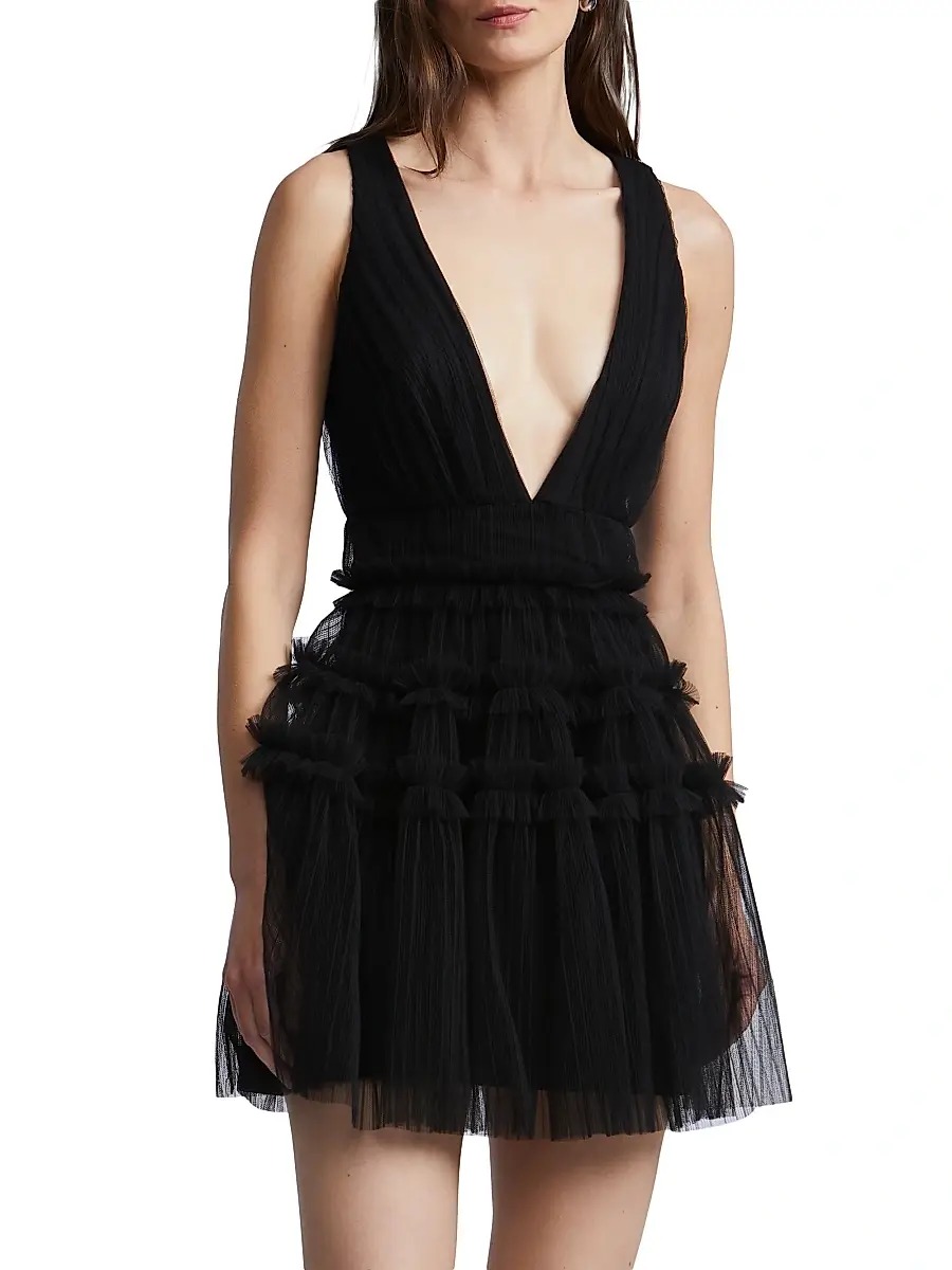 BCBGMAXAZRIA Women's Lumi Tulle Fit & Flare Minidress - Black | Thumbnail 4