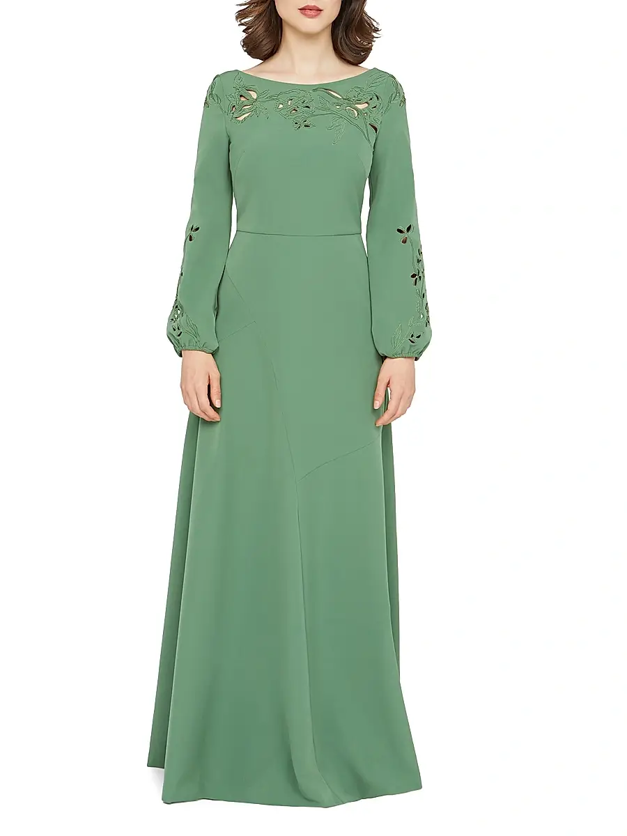 Kay Unger Women's Valentina Embroidered Stretch-Crepe Fit & Flare Gown | Thumbnail 2