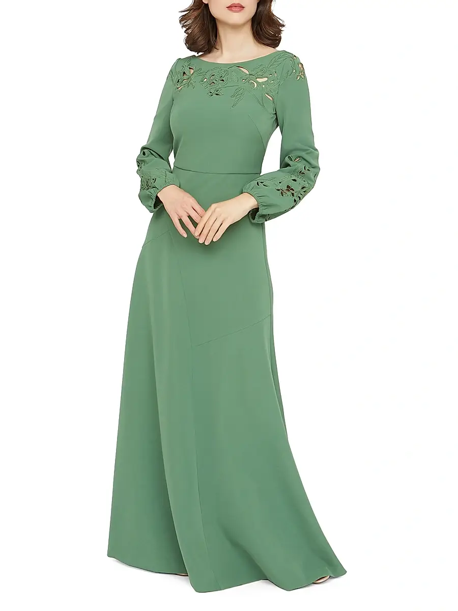 Kay Unger Women's Valentina Embroidered Stretch-Crepe Fit & Flare Gown | Thumbnail 3