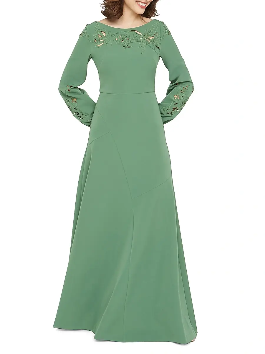 Kay Unger Women's Valentina Embroidered Stretch-Crepe Fit & Flare Gown | Thumbnail 4