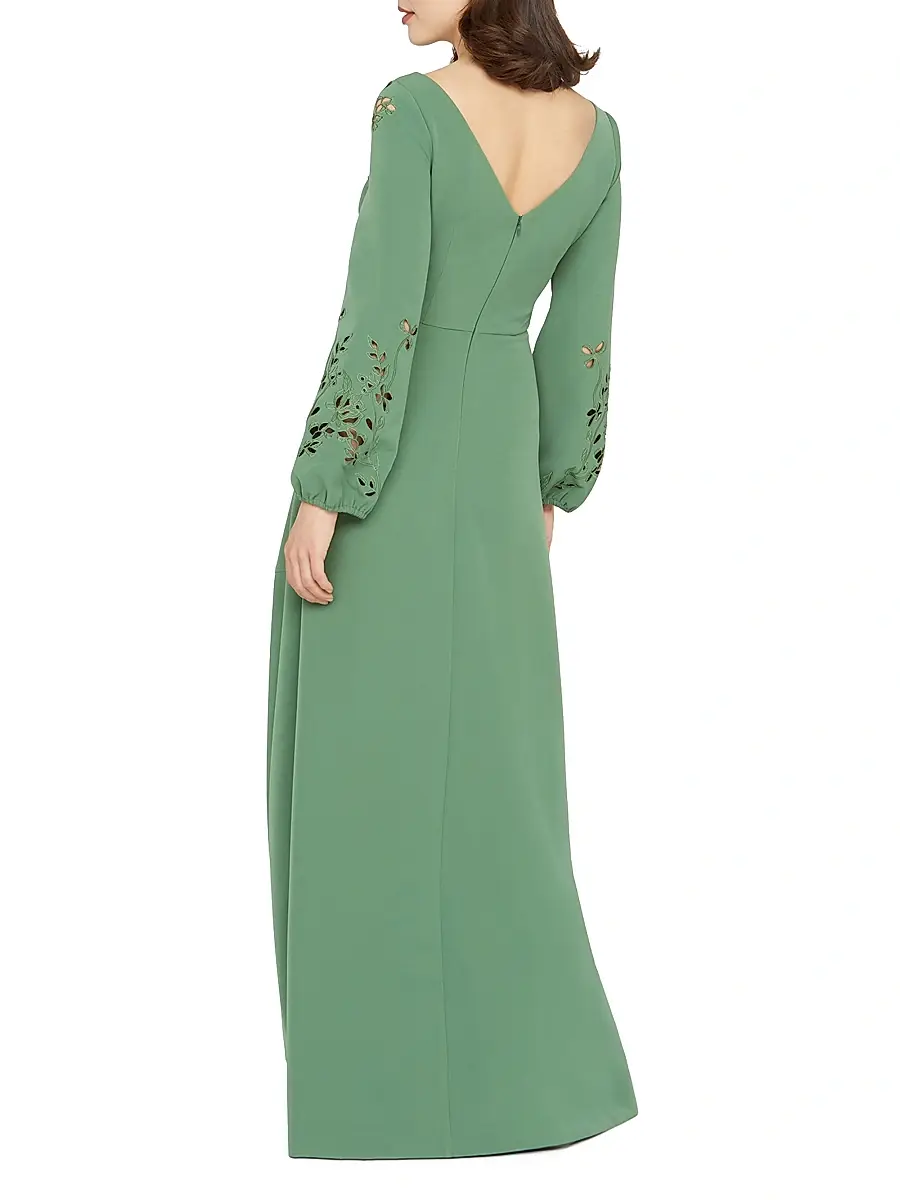 Kay Unger Women's Valentina Embroidered Stretch-Crepe Fit & Flare Gown | Thumbnail 6