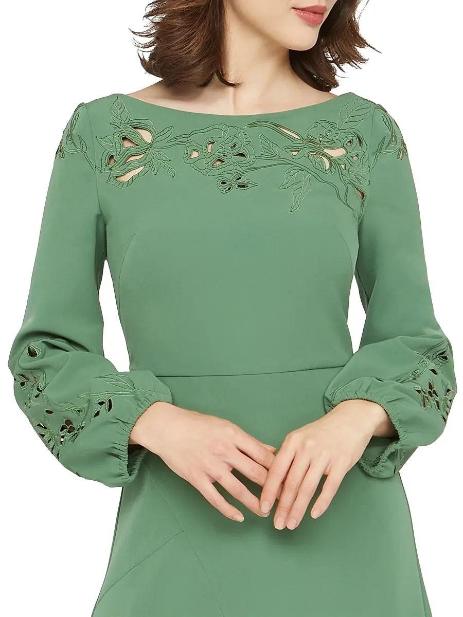 Kay Unger Women's Valentina Embroidered Stretch-Crepe Fit & Flare Gown | Thumbnail 7