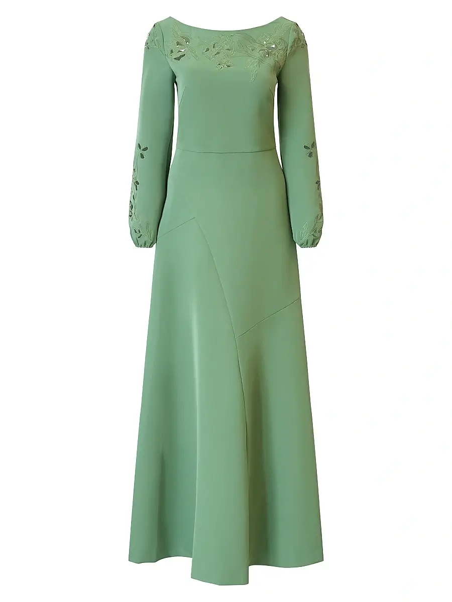 Kay Unger Women's Valentina Embroidered Stretch-Crepe Fit & Flare Gown - Spearmint | Image 1 Kay Unger Women's Valentina Embroidered Stretch-Crepe Fit & Flare Gown - Spearmint | Image 1