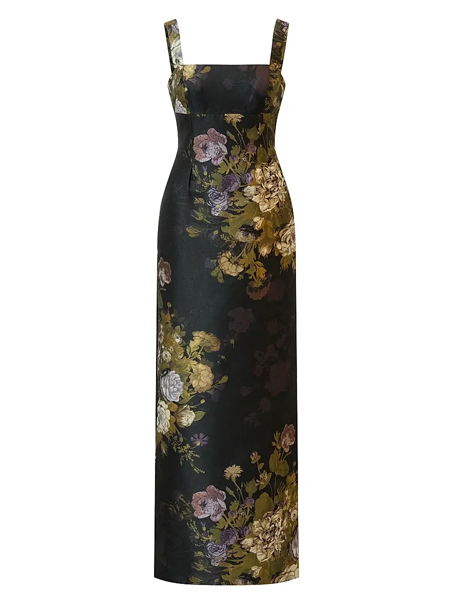Kay Unger Women's Lilith Floral Jacquard Column Gown - Plum Multi | Image 1 Kay Unger Women's Lilith Floral Jacquard Column Gown - Plum Multi | Image 1